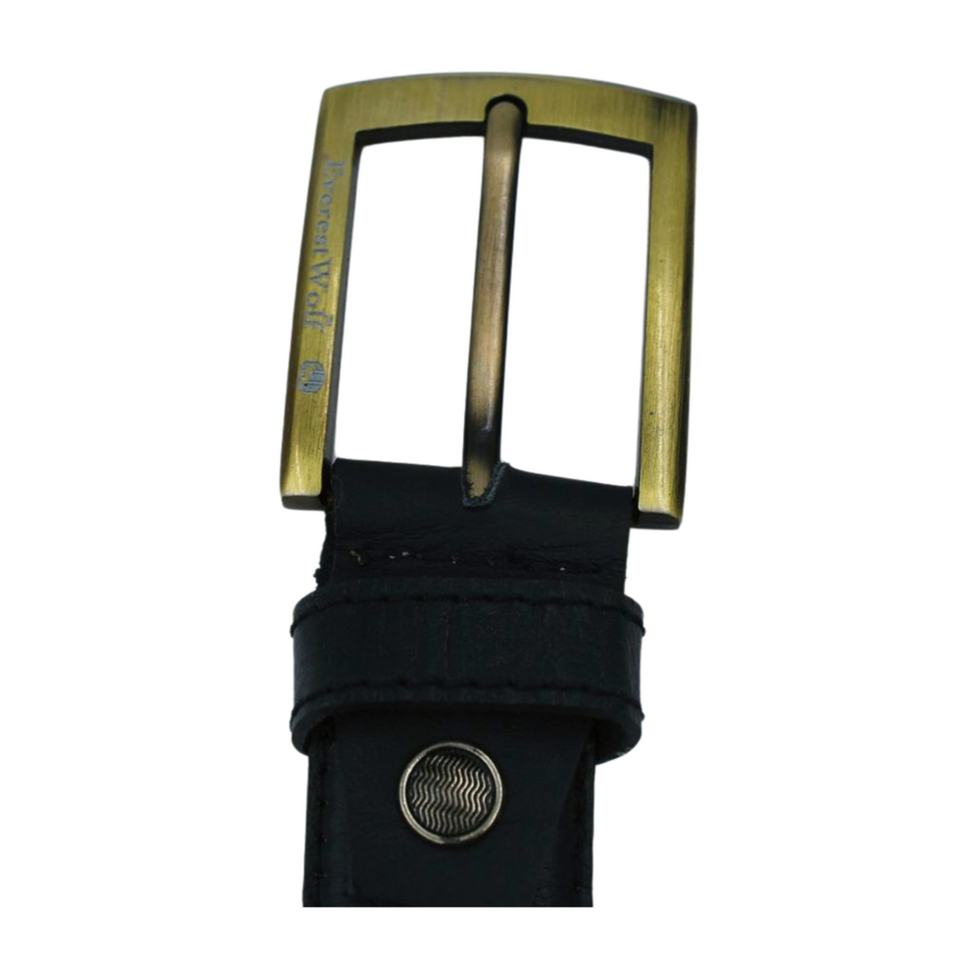 EverestWolf PrimeGrip Black Leather Belt with Golden Buckle