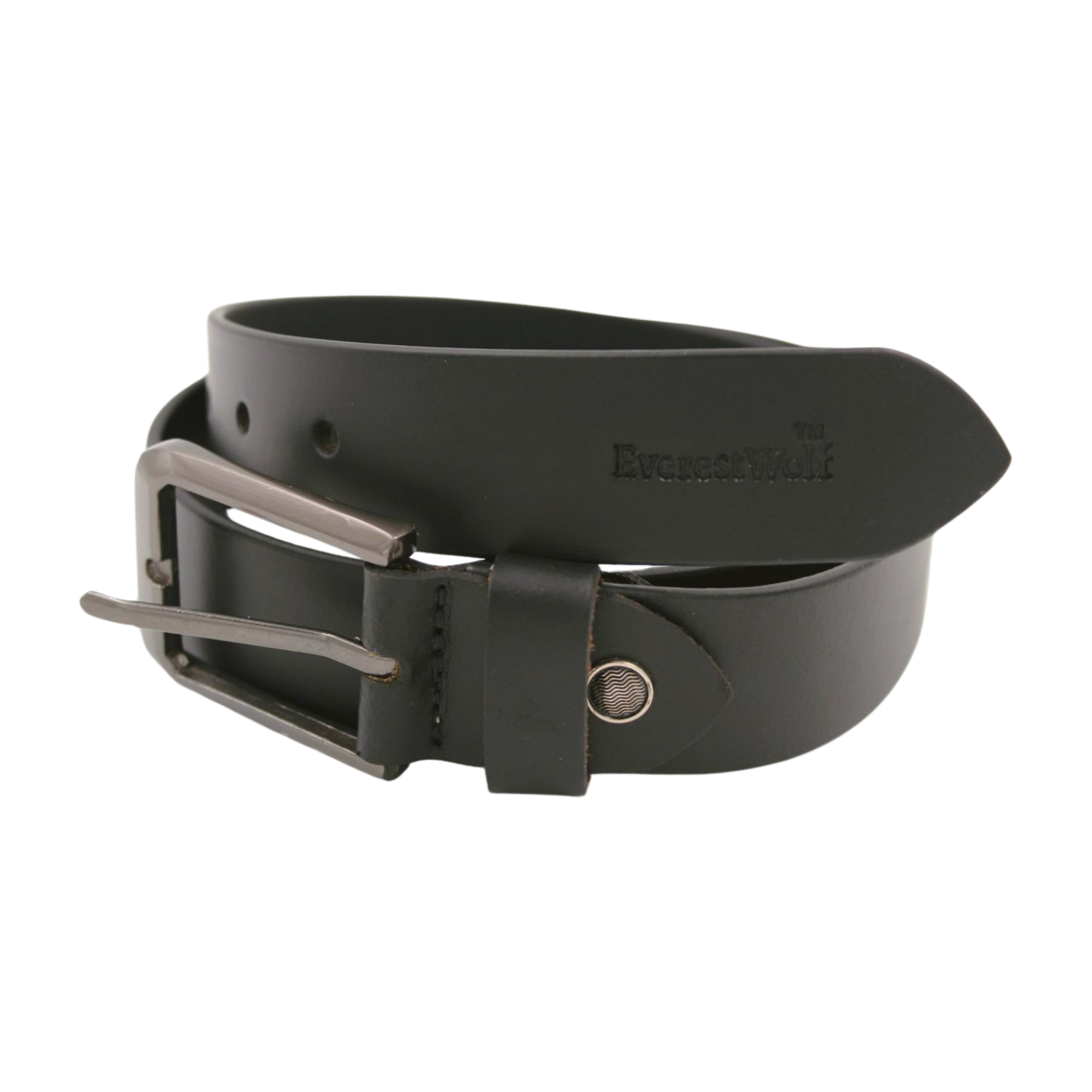 EverestWolf RavenRoyale Black Leather Belt with Gun Metal Grey Buckle