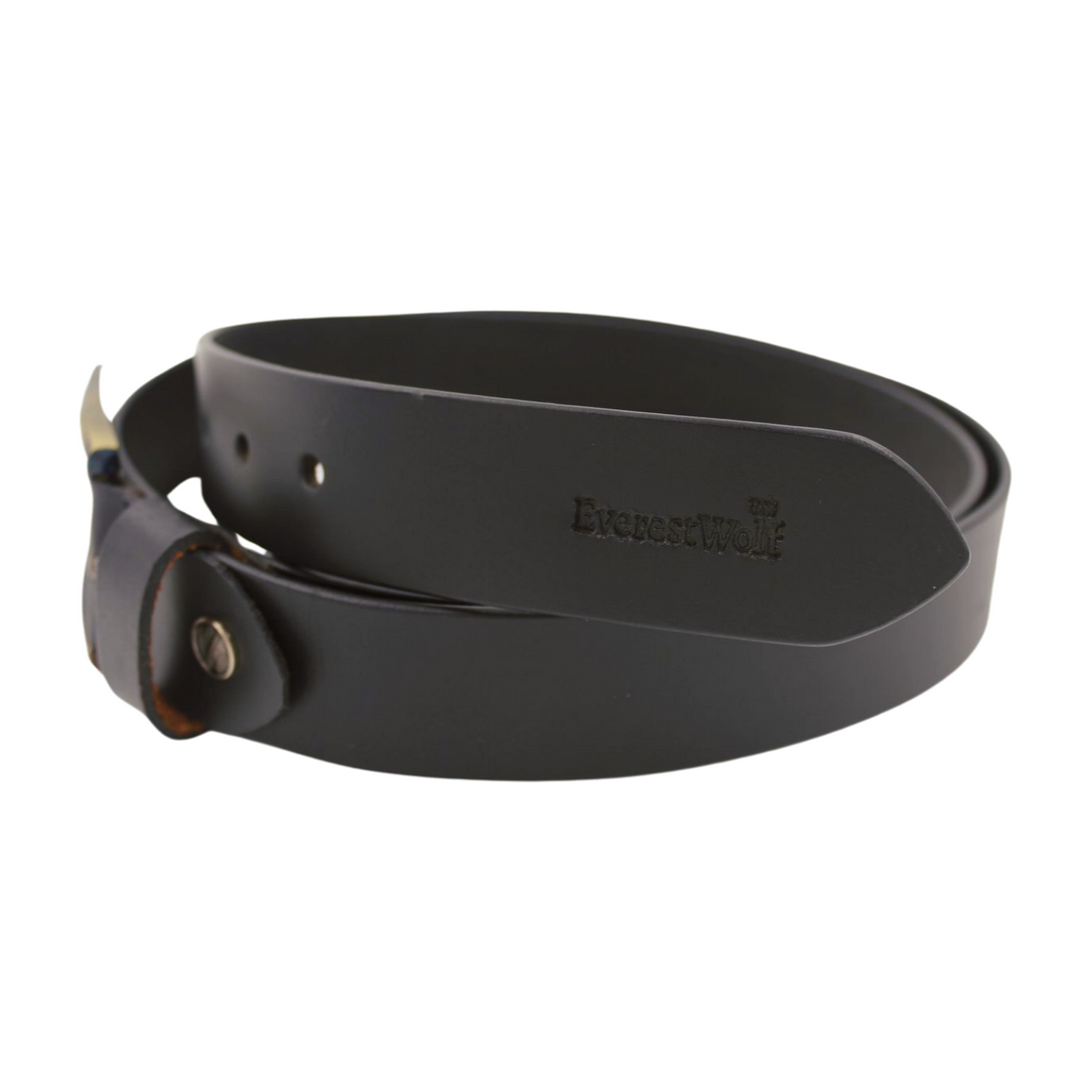 EverestWolf Luxura Black Leather Belt with Golden Buckle