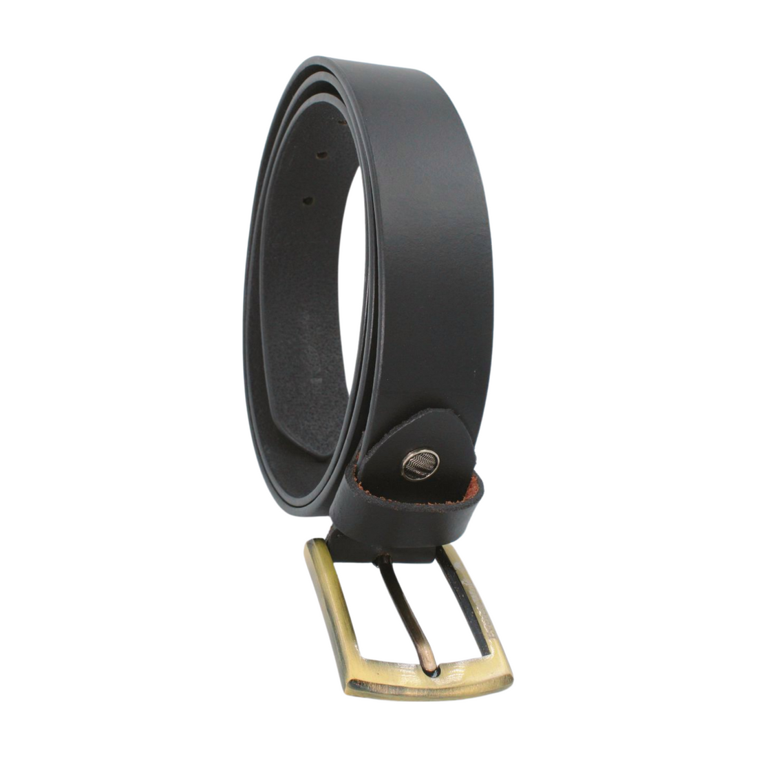 EverestWolf Luxura Black Leather Belt with Golden Buckle
