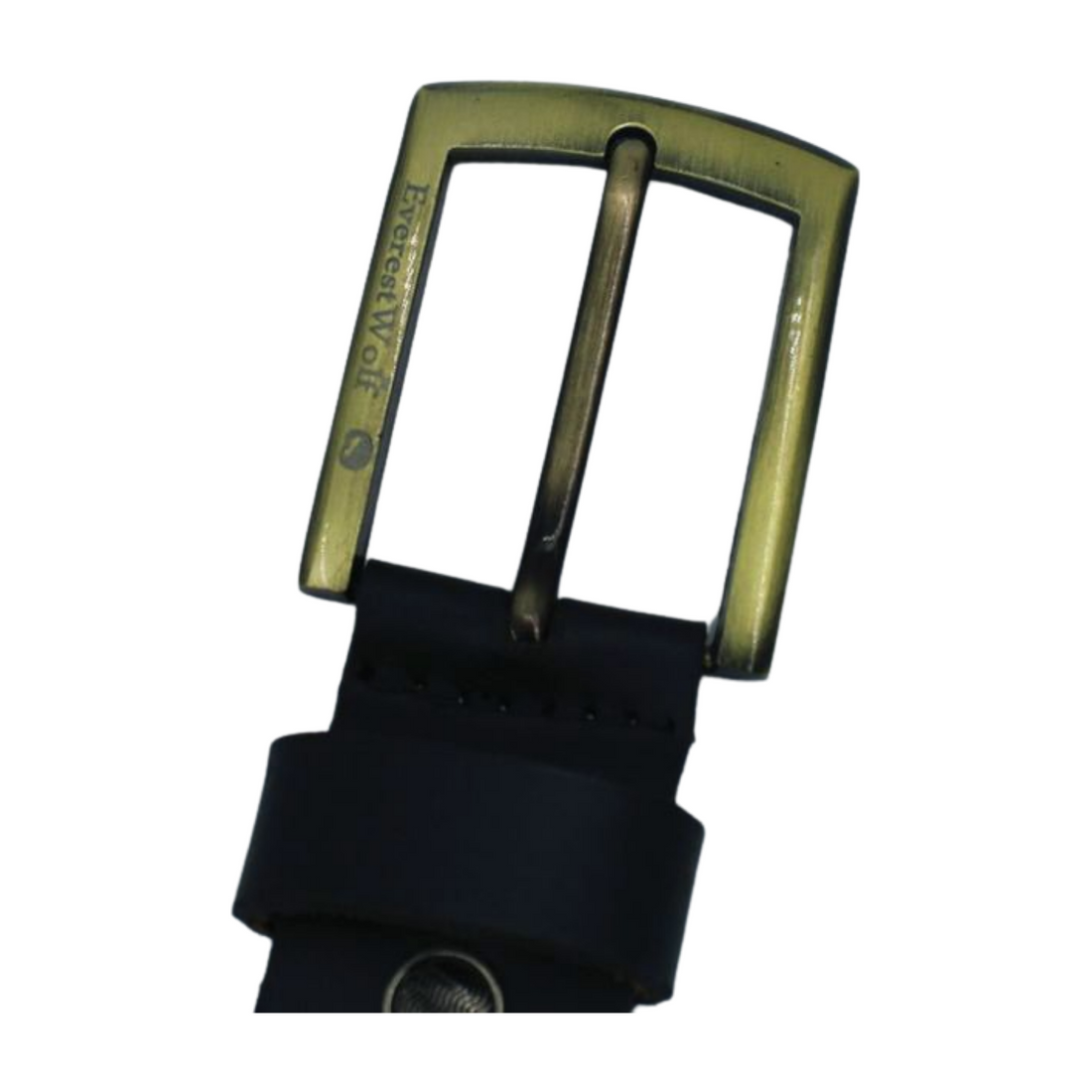 EverestWolf Luxura Black Leather Belt with Golden Buckle