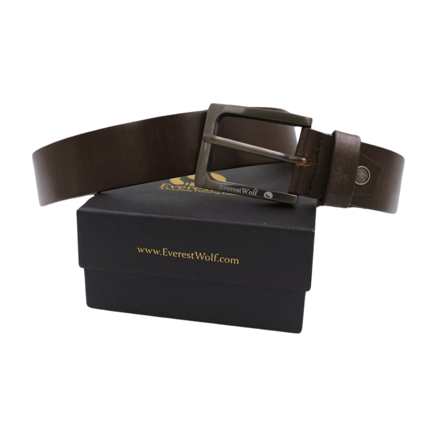 EverestWolf Cocoa Premium Tan Leather Belt with Silver Grey Buckle