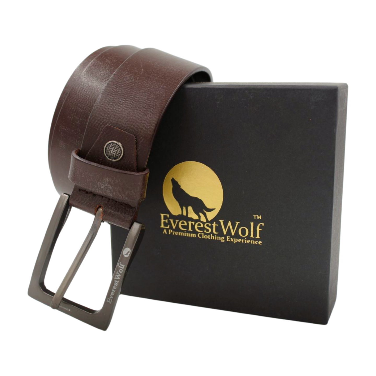 EverestWolf Cocoa Premium Tan Leather Belt with Silver Grey Buckle