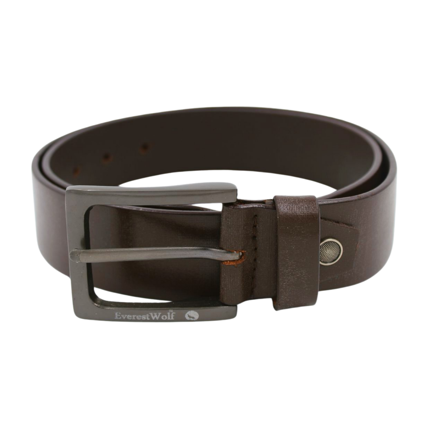 EverestWolf Cocoa Premium Tan Leather Belt with Silver Grey Buckle