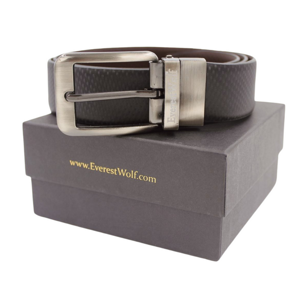 EverestWolf Premium Quality Textured Leather Formal Reversible Belts