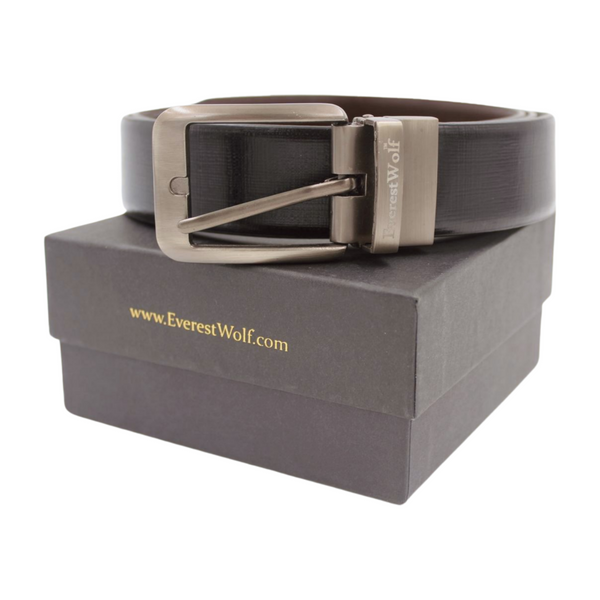 EverestWolf Premium Quality Textured Leather Formal Reversible Belts