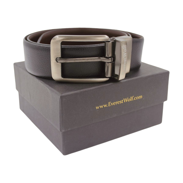 EverestWolf Premium Quality Textured Leather Formal Reversible Belts