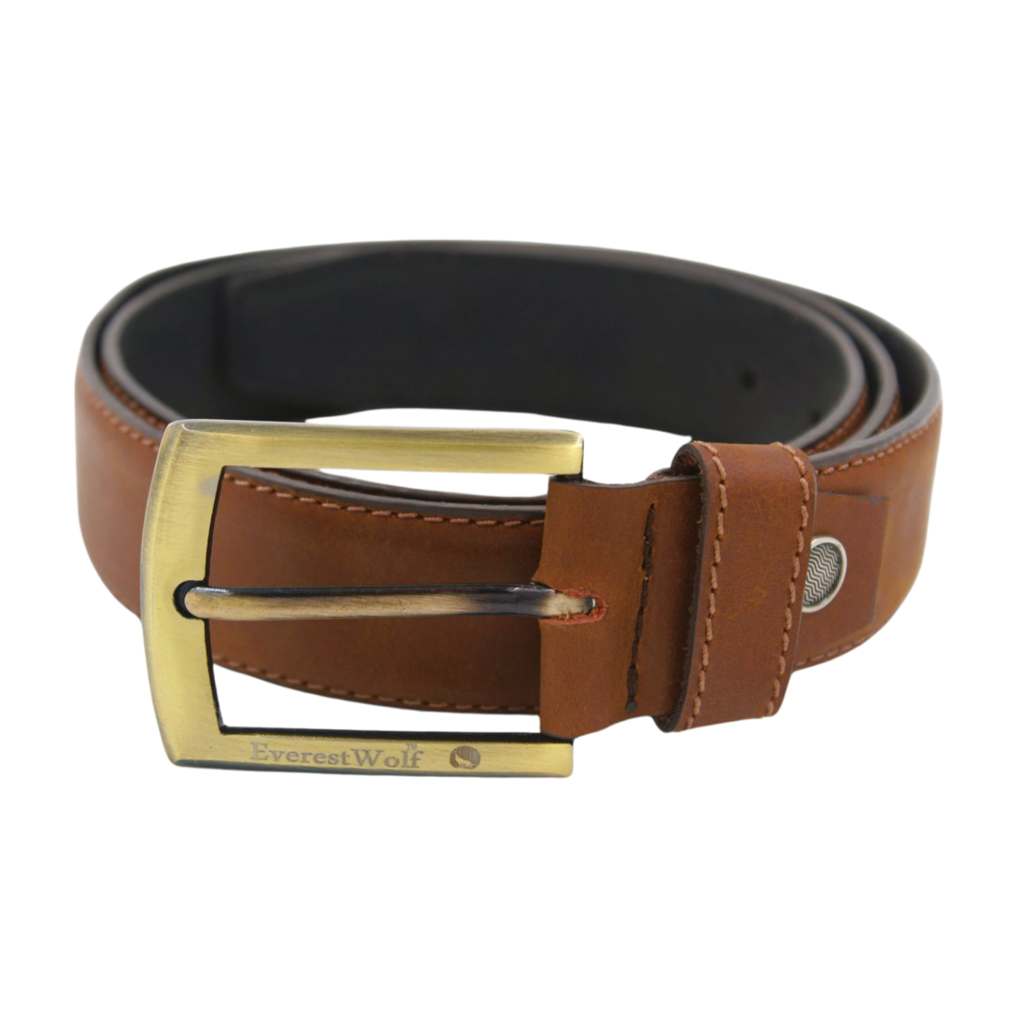 EverestWolf Hazelnut Heritage Brown Leather Belt with Luxury Golden Buckle