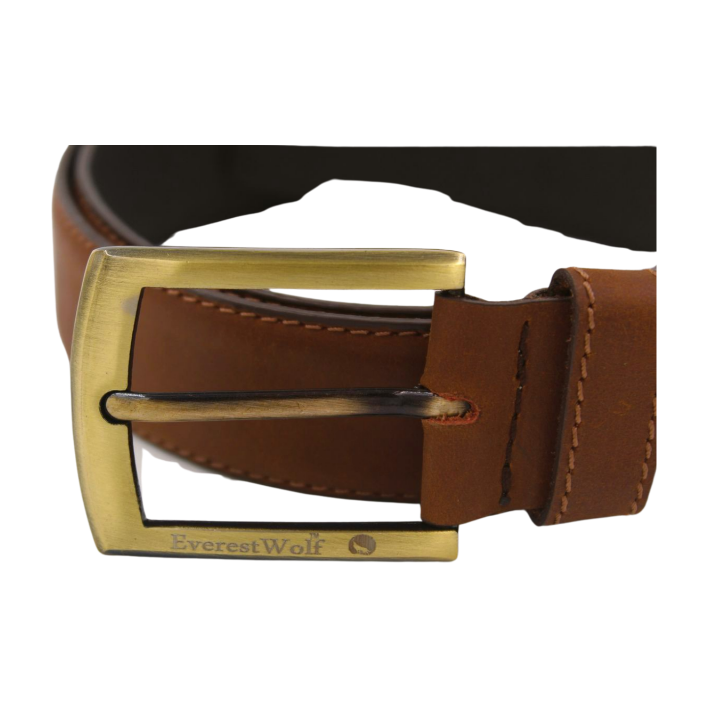 EverestWolf Hazelnut Heritage Brown Leather Belt with Luxury Golden Buckle