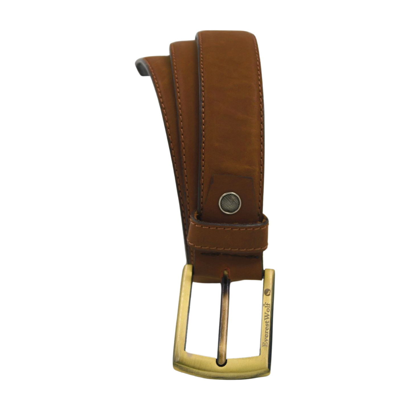 EverestWolf Hazelnut Heritage Brown Leather Belt with Luxury Golden Buckle