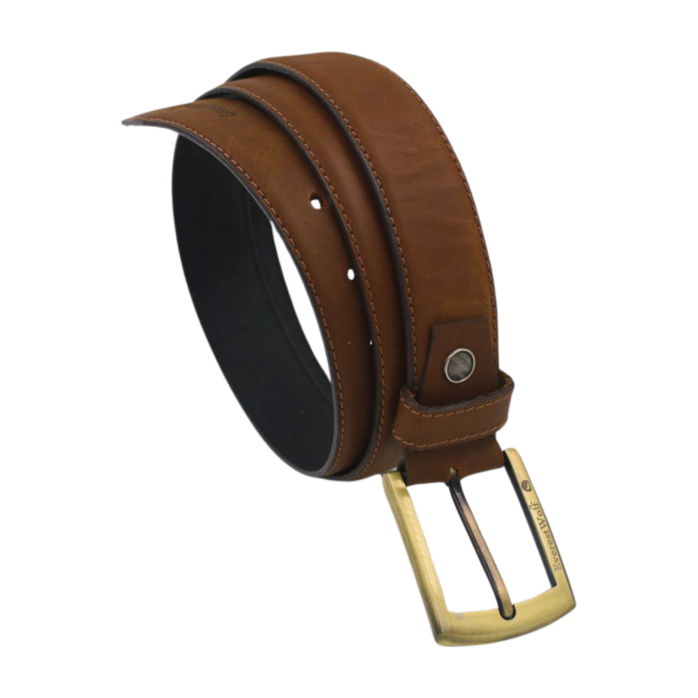 EverestWolf Hazelnut Heritage Brown Leather Belt with Luxury Golden Buckle
