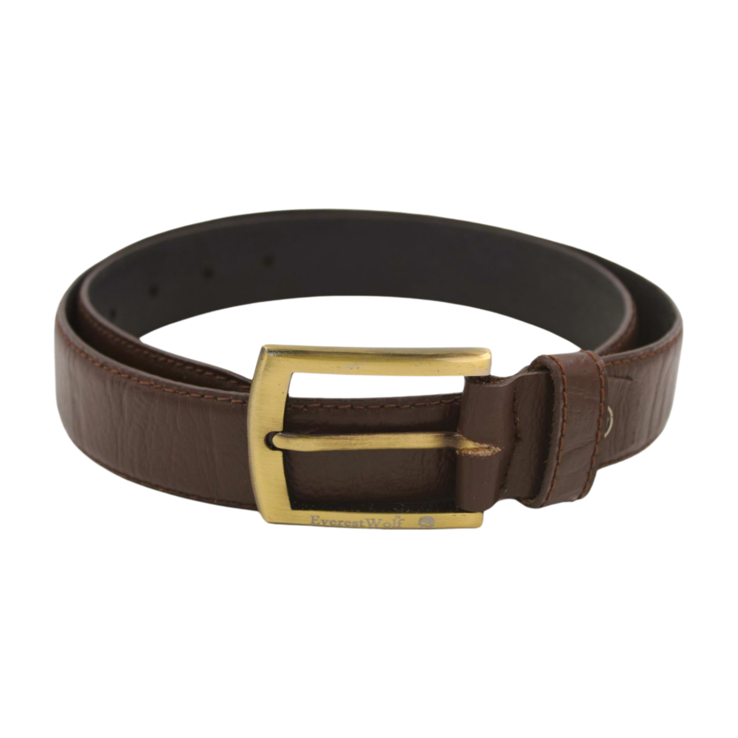 EverestWolf NobleHide Brown Designer Leather Belt with Golden Buckle