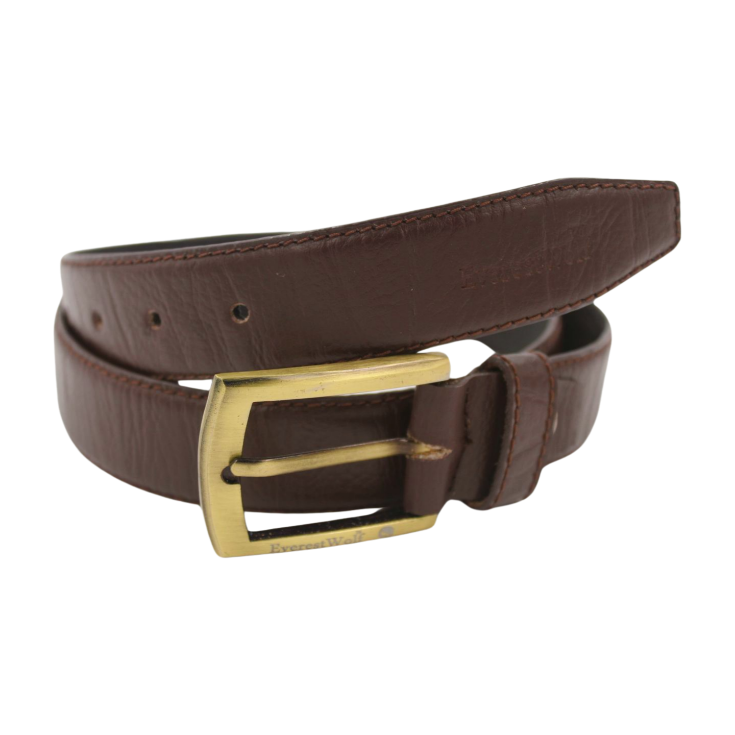 EverestWolf NobleHide Brown Designer Leather Belt with Golden Buckle