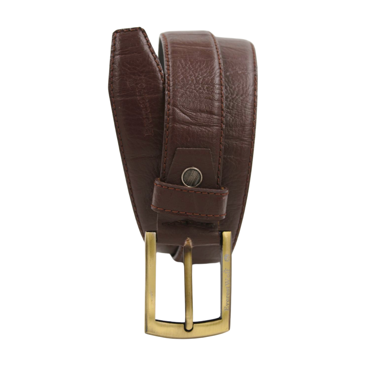 EverestWolf NobleHide Brown Designer Leather Belt with Golden Buckle