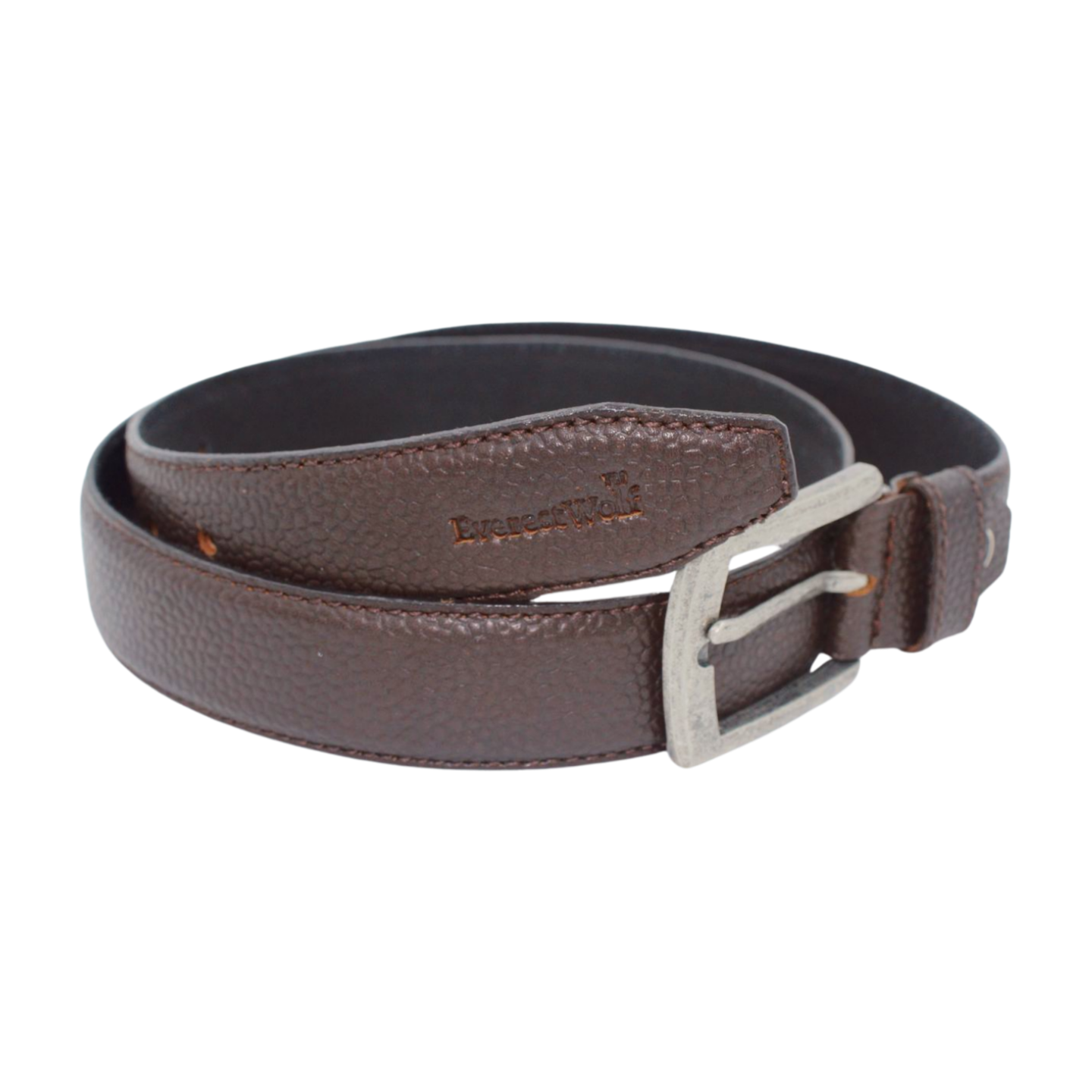 EverestWolf ViperScale Tan Brown Textured Leather Belt with Vintage Silver Buckle