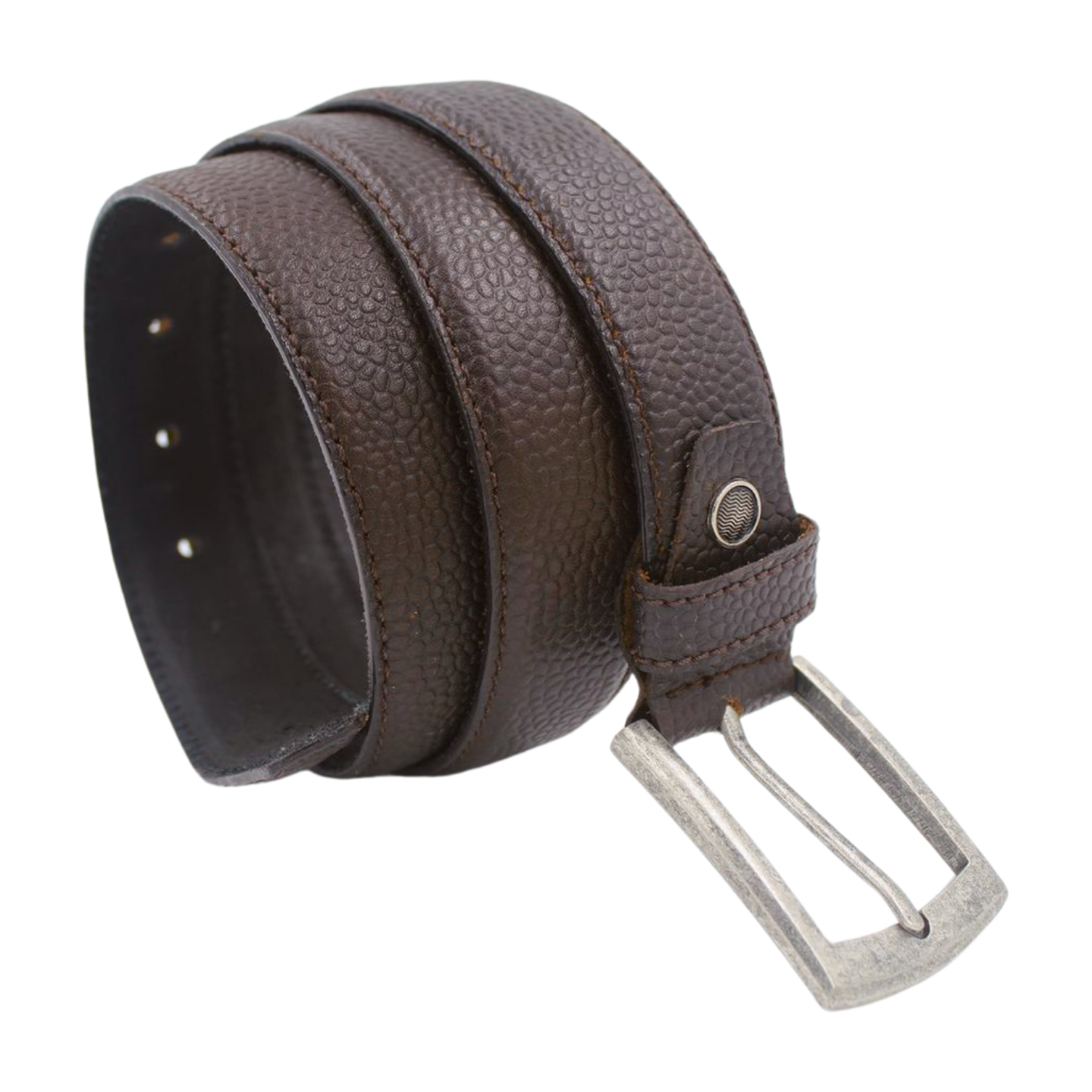 EverestWolf ViperScale Tan Brown Textured Leather Belt with Vintage Silver Buckle