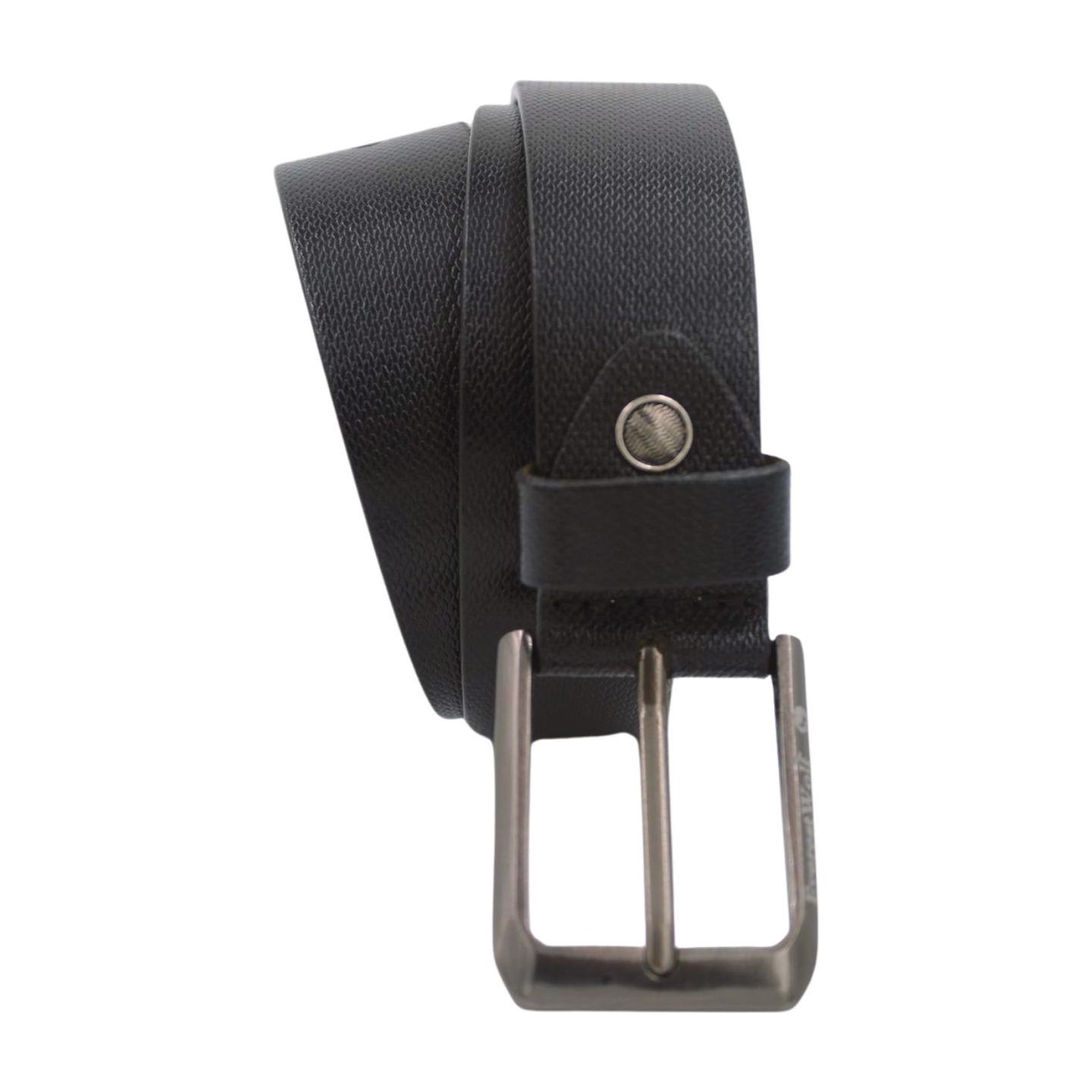 EverestWolf OpulentStrap Black Texture Leather Belt Metallic Grey Buckle