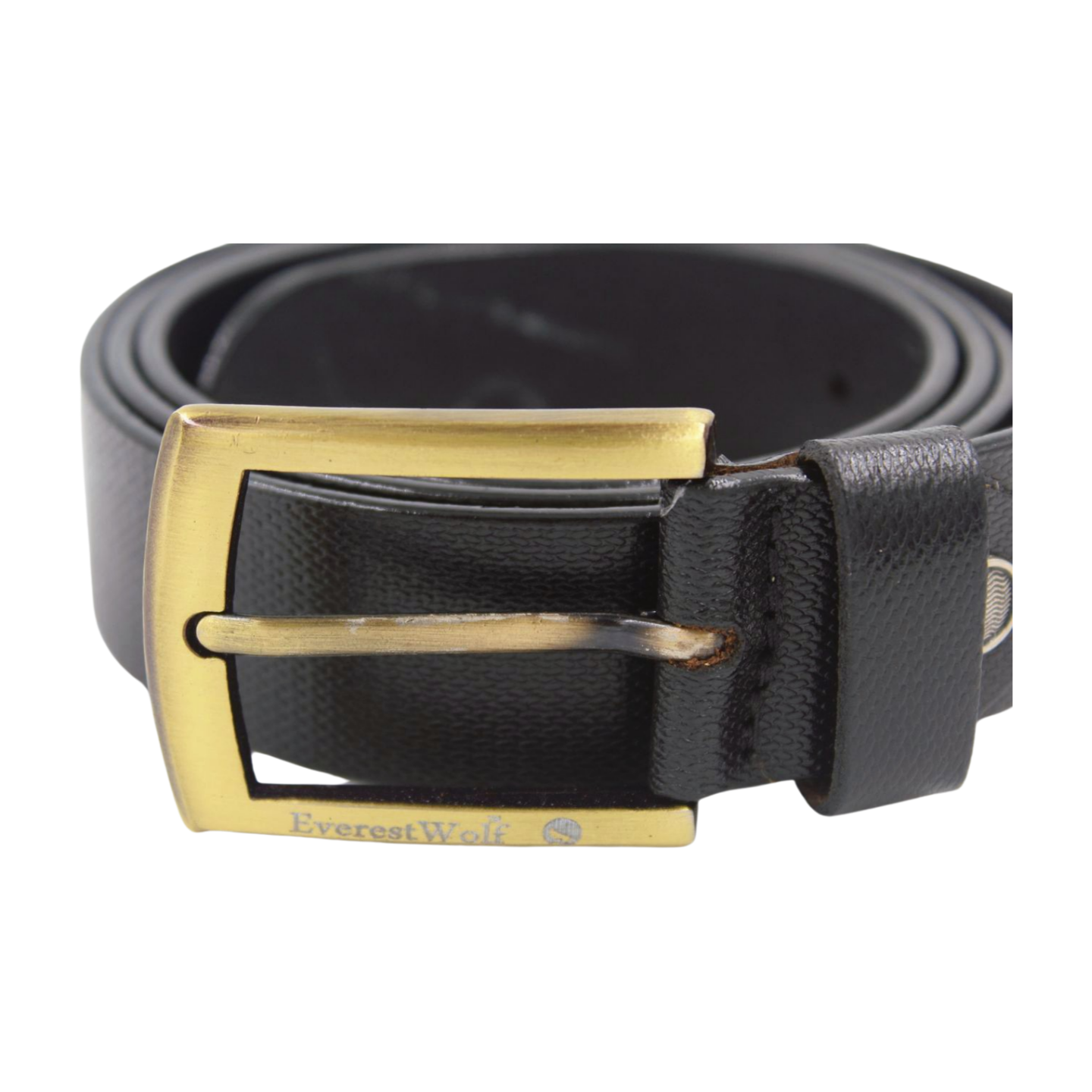 EverestWolf ExquiStrap Black Leather Belt with Golden Buckle