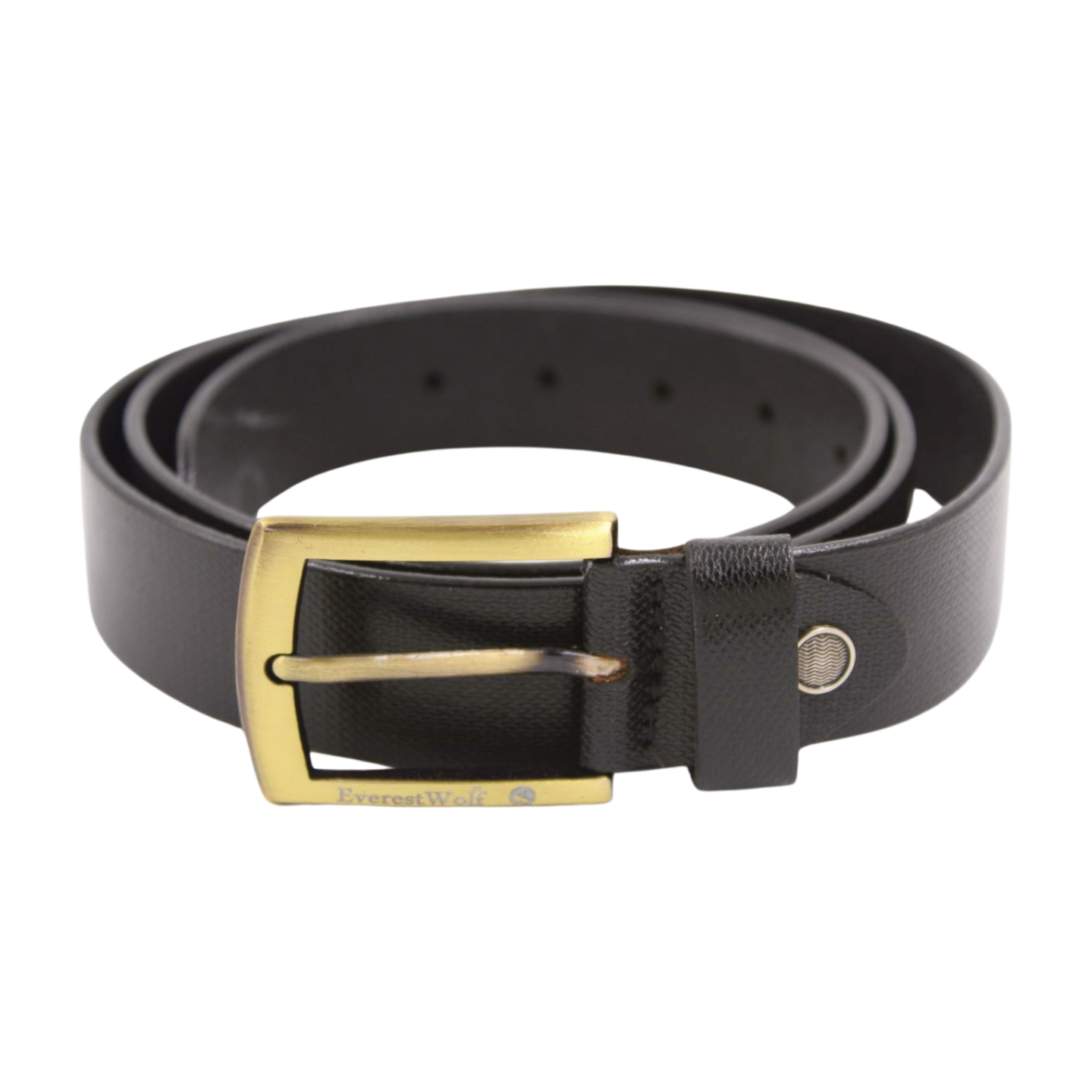 EverestWolf ExquiStrap Black Leather Belt with Golden Buckle