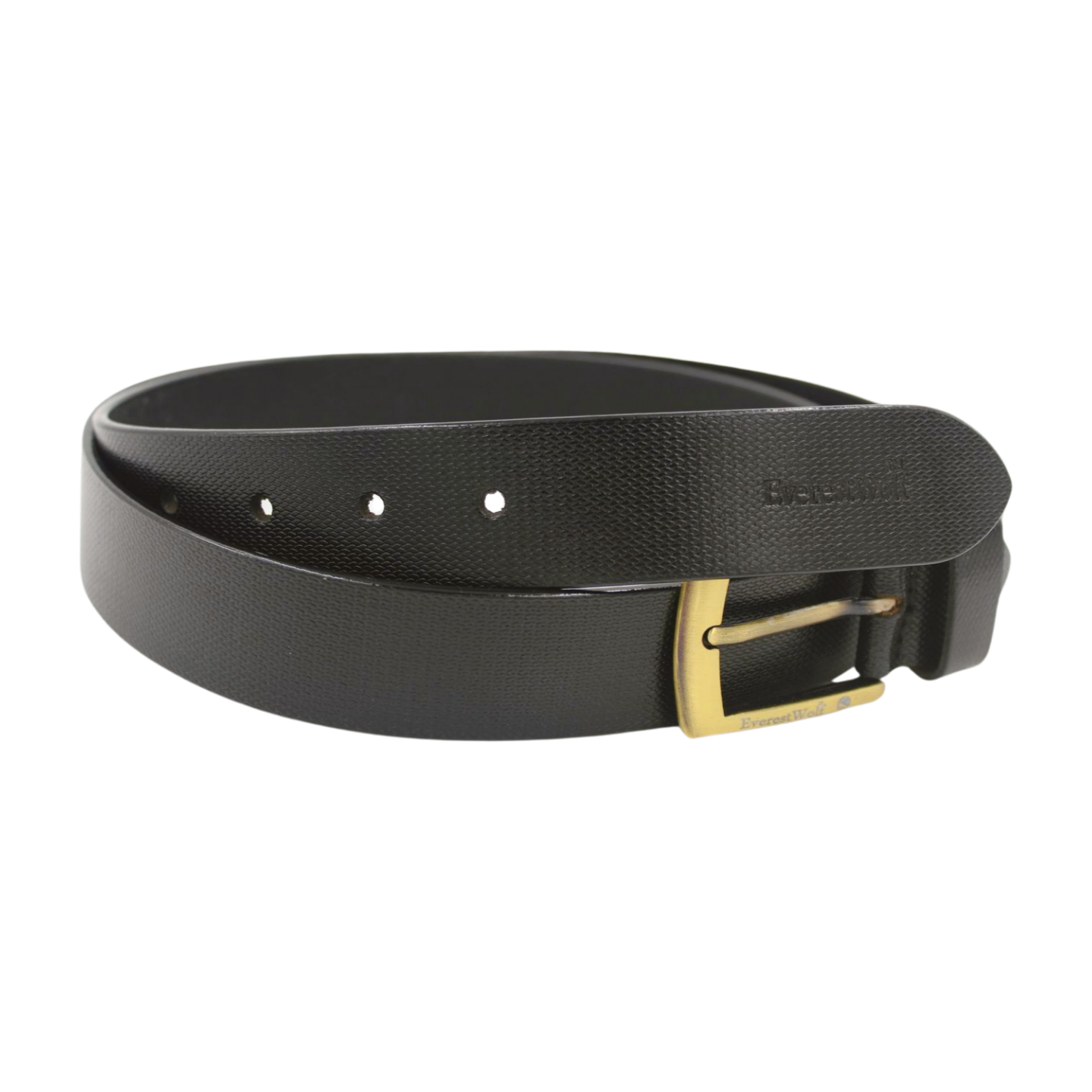 EverestWolf ExquiStrap Black Leather Belt with Golden Buckle