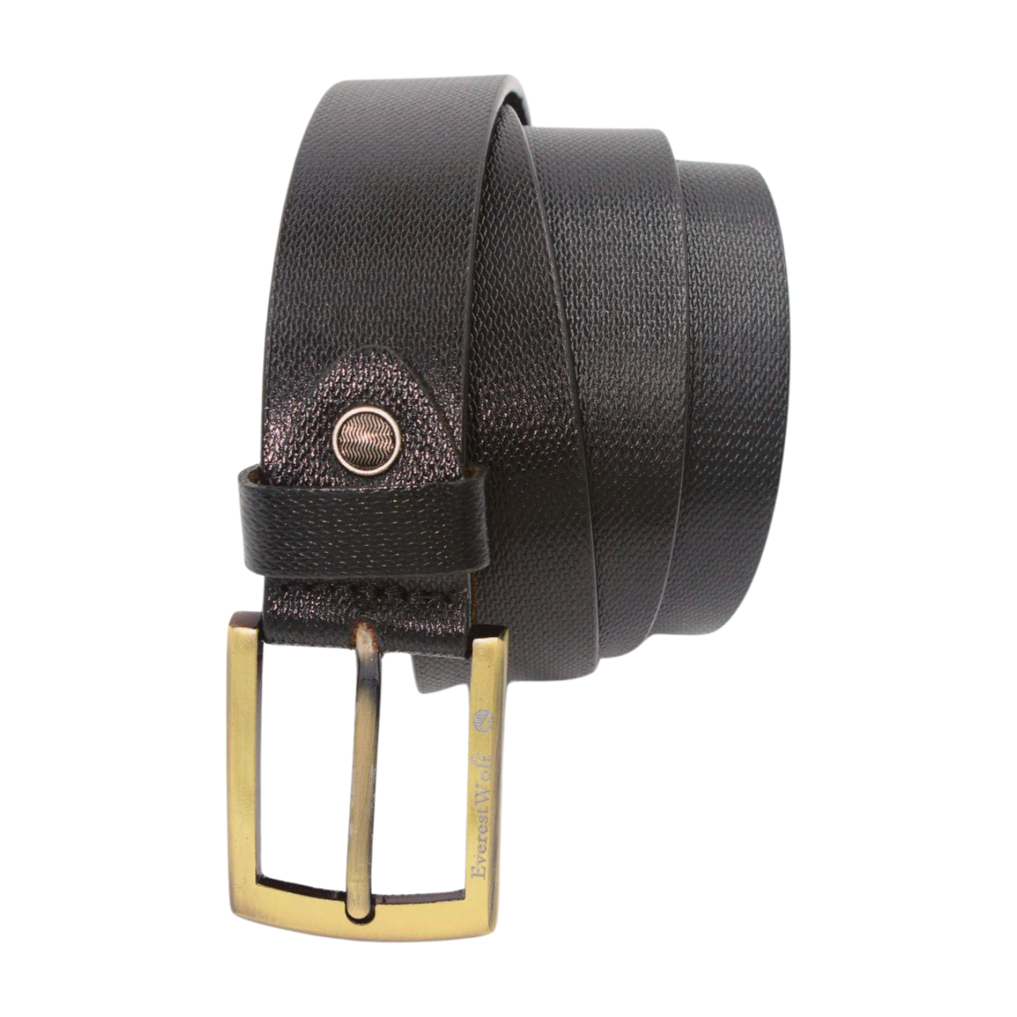EverestWolf ExquiStrap Black Leather Belt with Golden Buckle