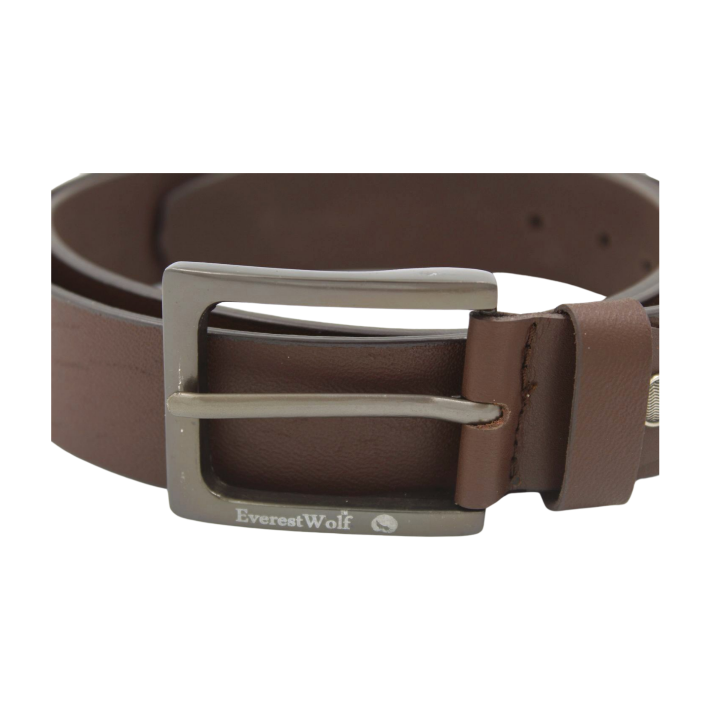 EverestWolf Walnut Wonder Brown Leather Belt with Grey Buckle