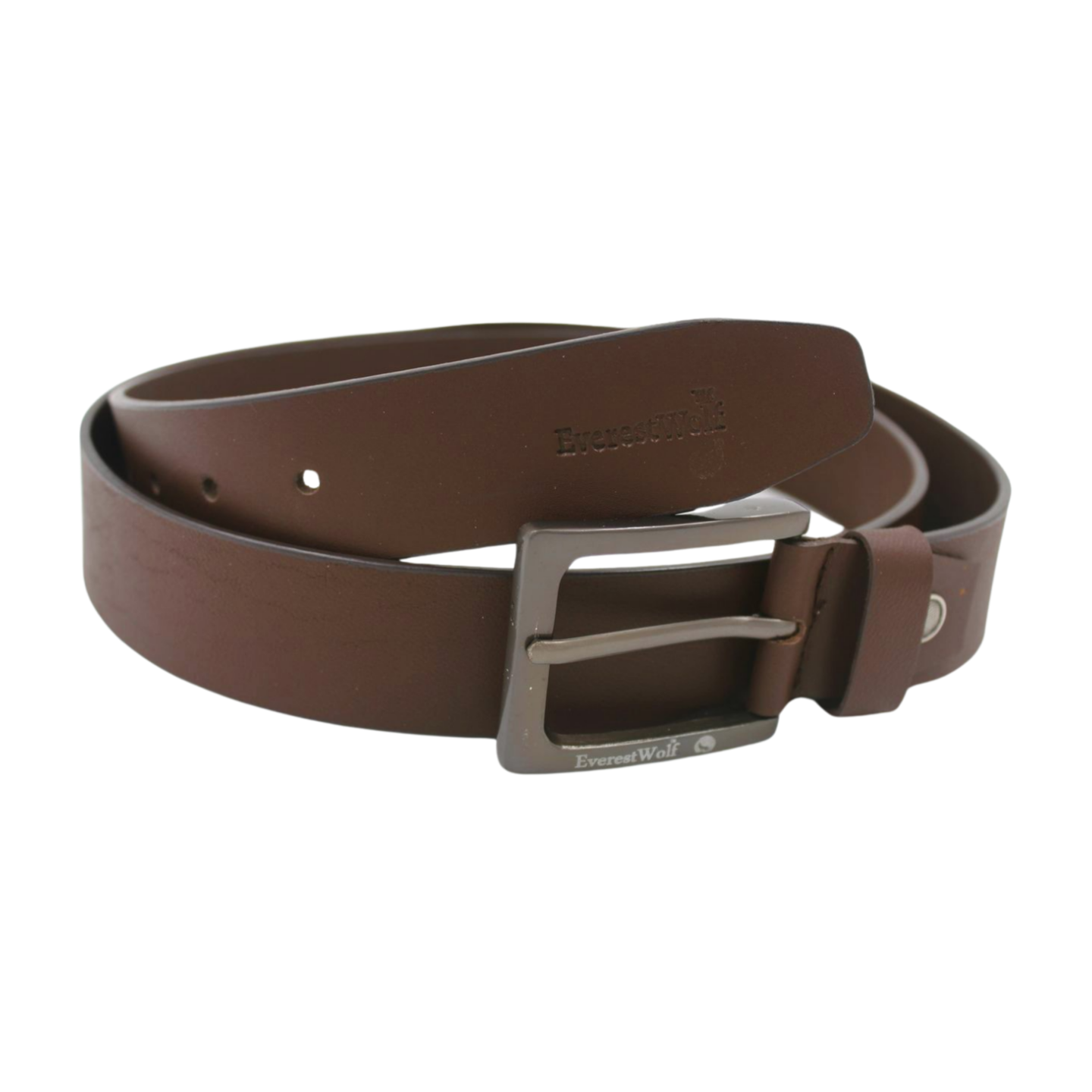 EverestWolf Walnut Wonder Brown Leather Belt with Grey Buckle