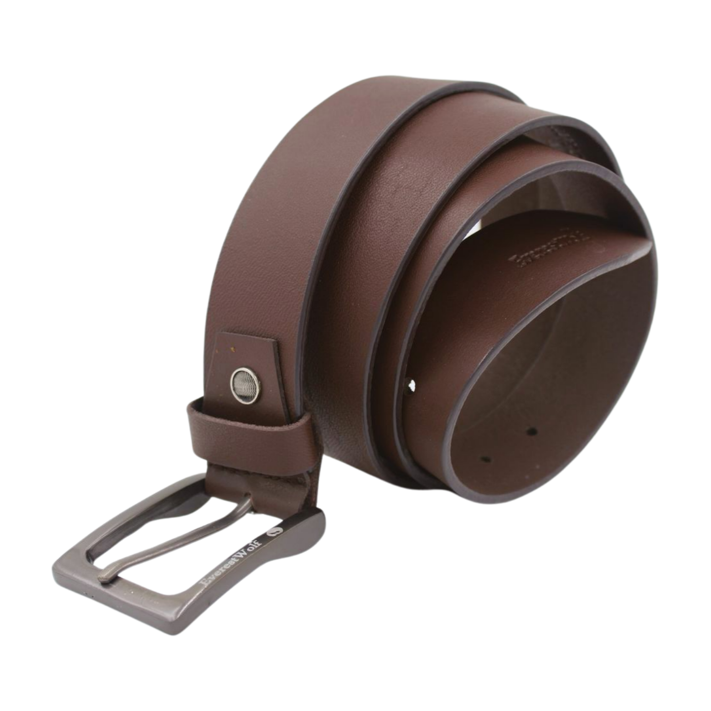 EverestWolf Walnut Wonder Brown Leather Belt with Grey Buckle