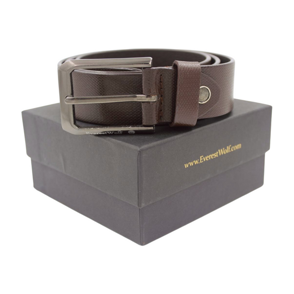 EverestWolf CopperCanyon Premium Tan Leather Belt with Dark Grey Buckle