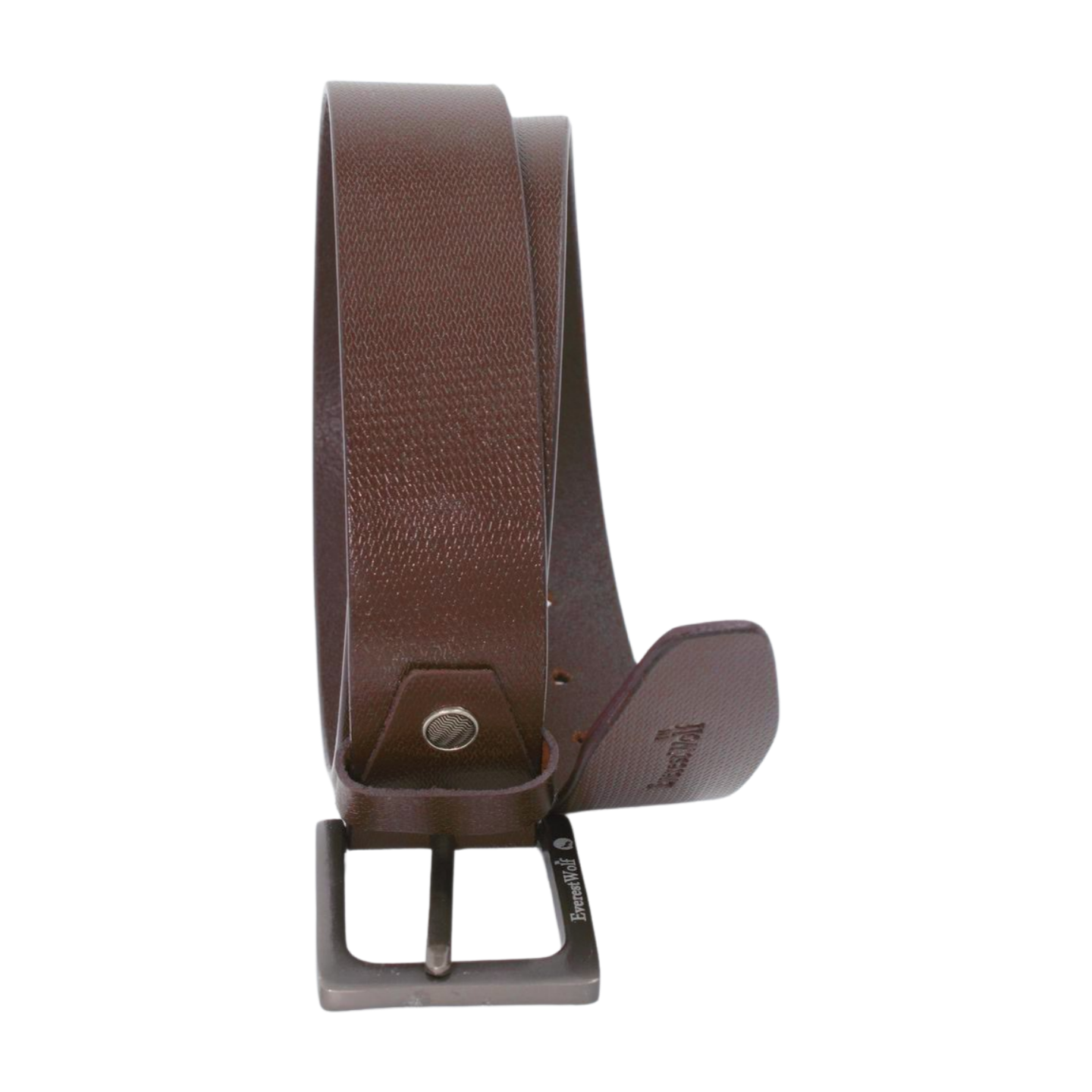 EverestWolf TobaccoTreasure Designer Brown Leather Belt with Dark Silver Buckle